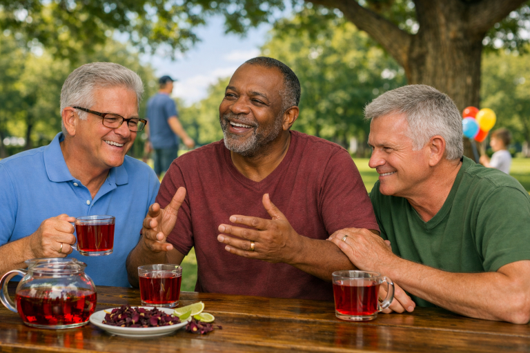 sharing a cup of hibiscus tea together
