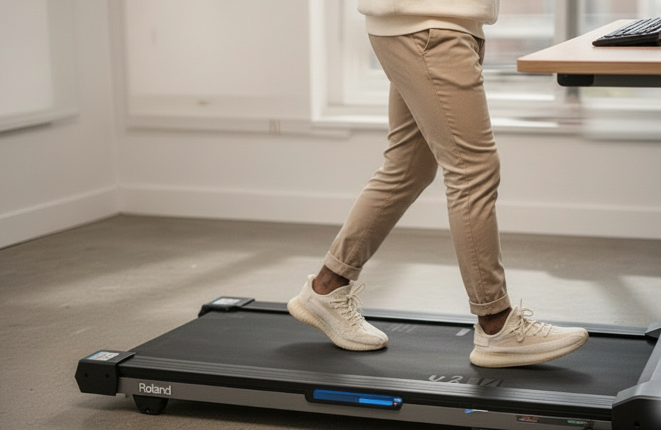 Under‑desk treadmill for working while walking
