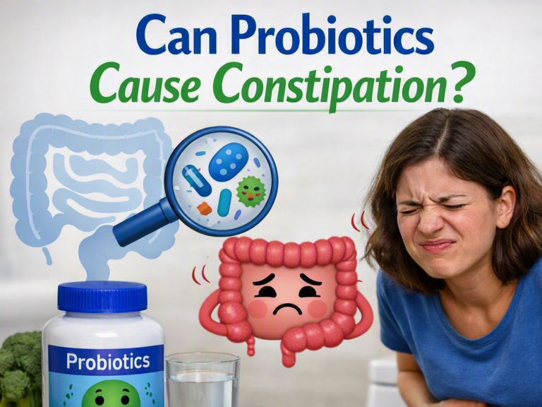 can probiotic cause constipation? A picture showing someone having constipation some few days after taking probiotics