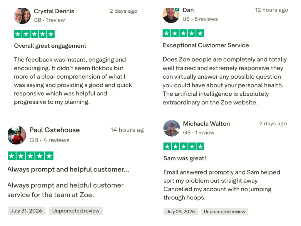 Trust pilot honest client review on ZOE